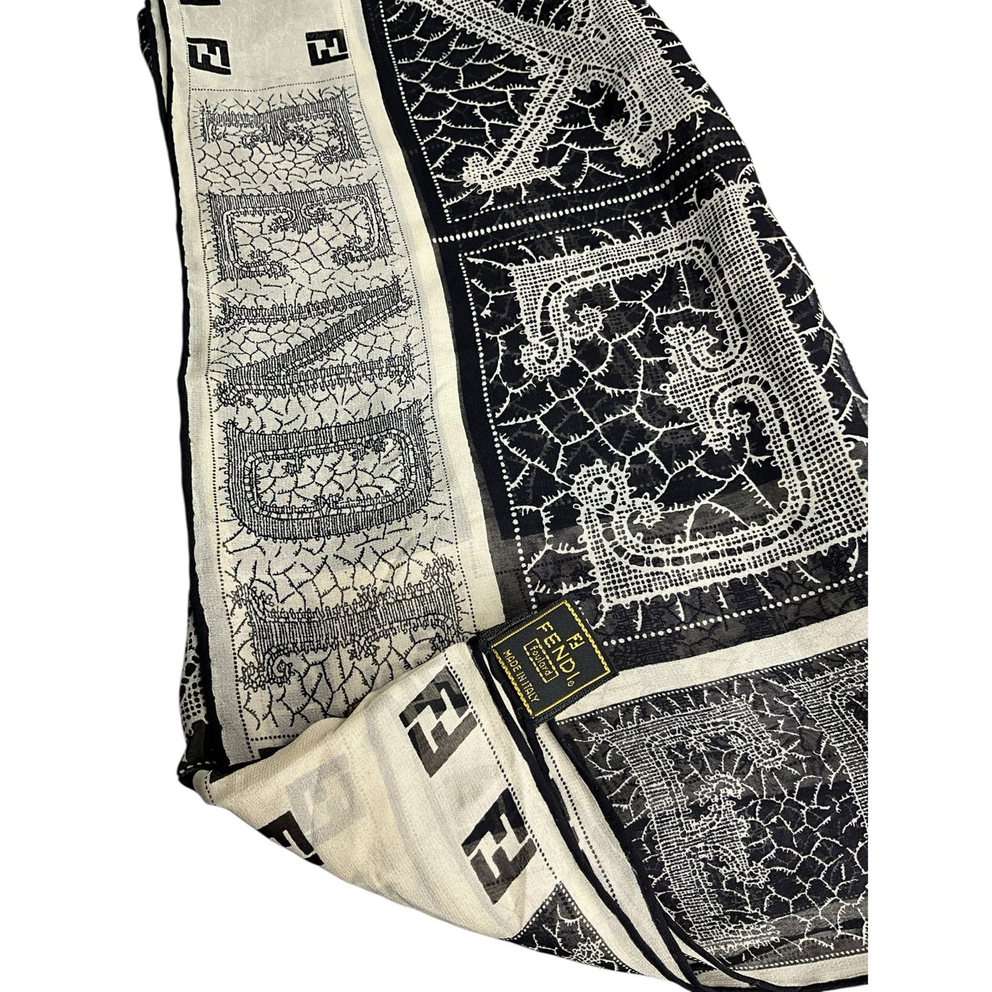 Fendi Black Silk Scarf