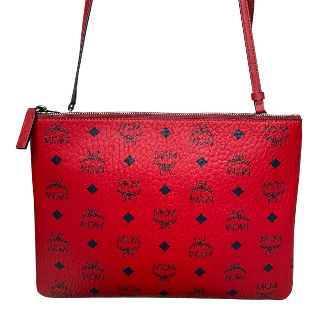 MCM Visetos Medium Crossbody Pouch Ruby Red