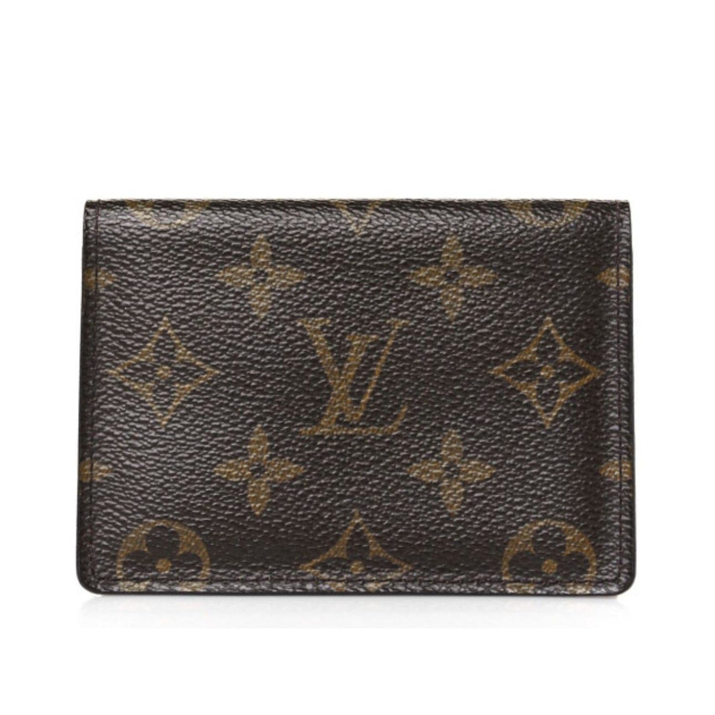 Louis Vuitton wallet with monogram pattern on a white background