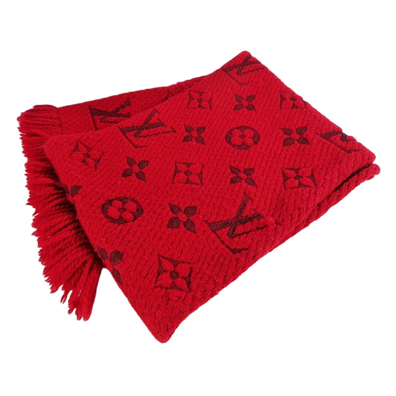Louis Vuitton Red Logomania Reversible Wool Scarf
