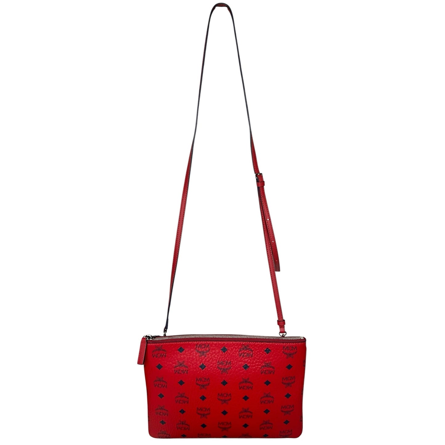 MCM Visetos Medium Crossbody Pouch Ruby Red