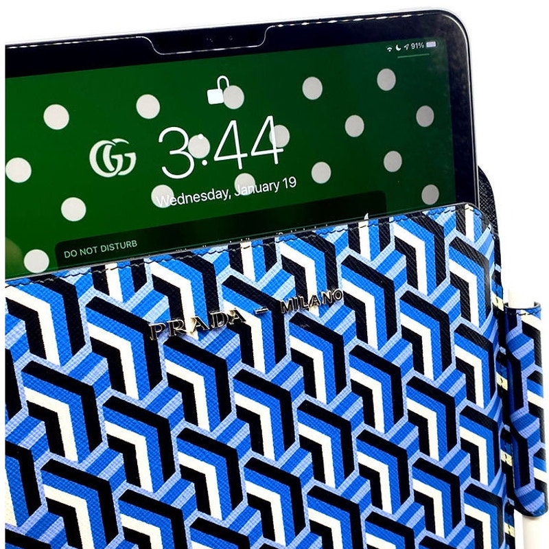 Prada Saffiano Leather Geometric Pattern iPad Case
