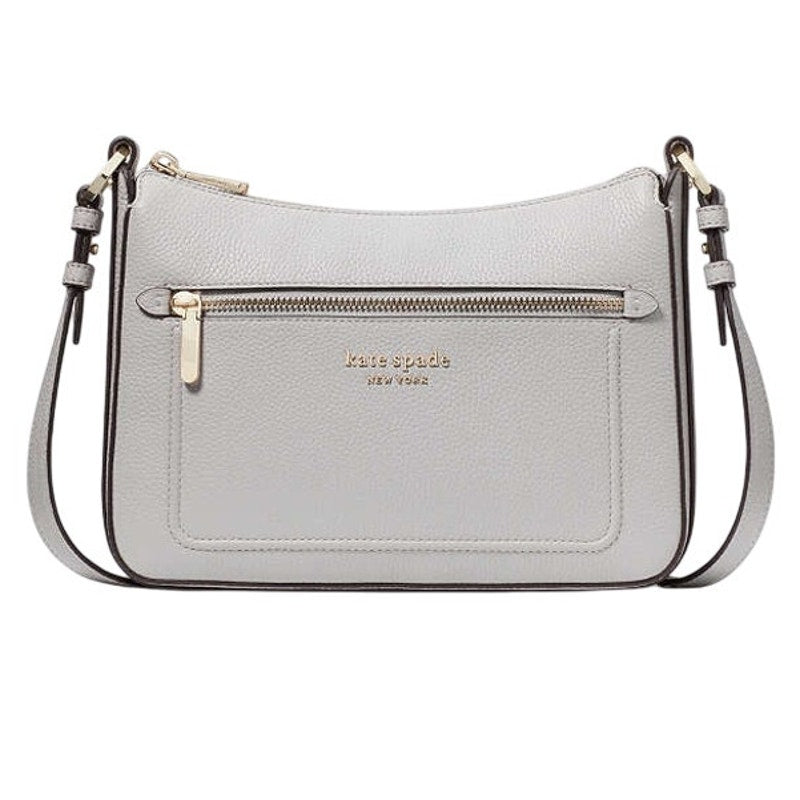 Kate Spade Hudson Medium Pebbled Leather Crossbody - Platinum Gray