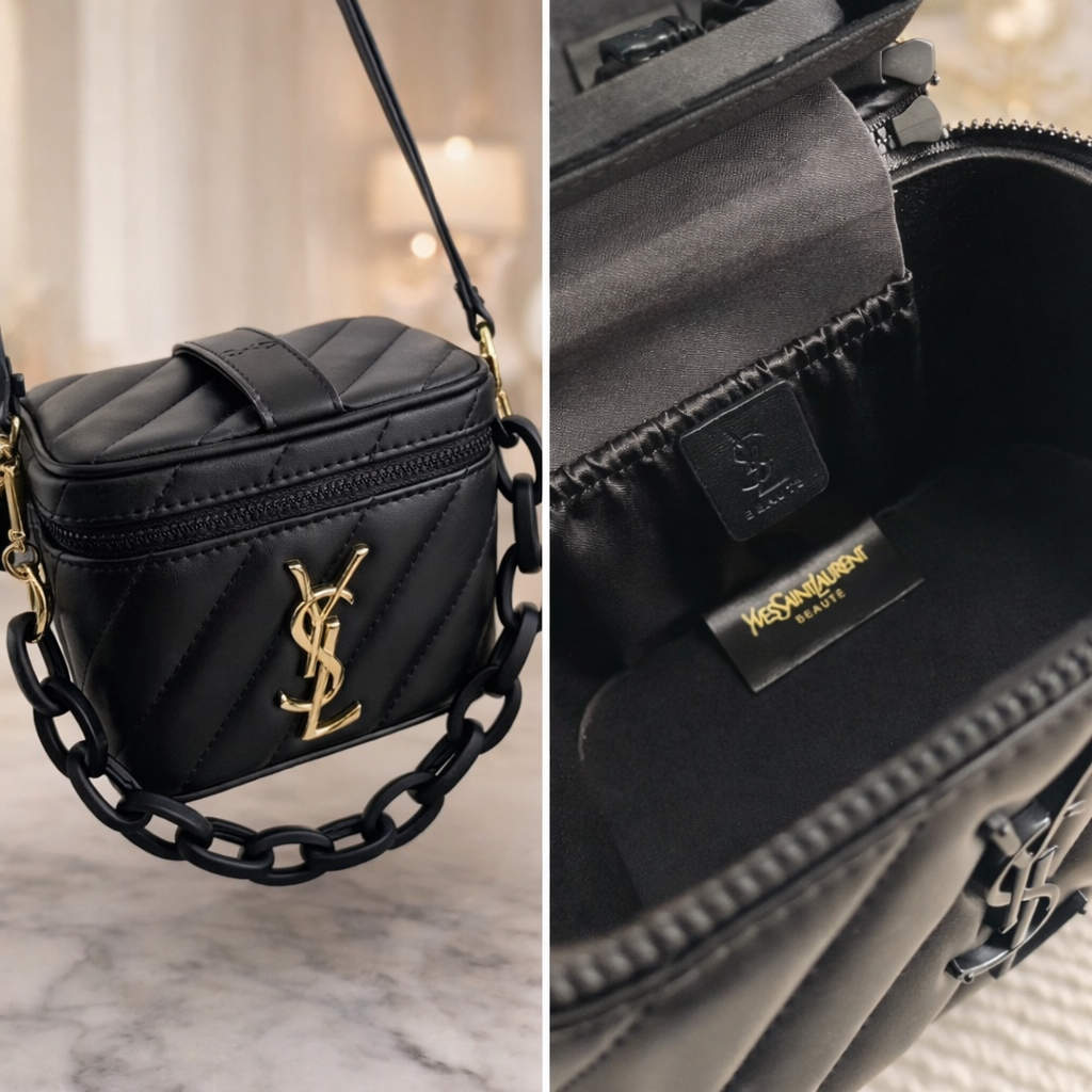 QUILTED BLACK VANITY CROSSBODY BAG | GOLD HARDWARE | GWP EDITION