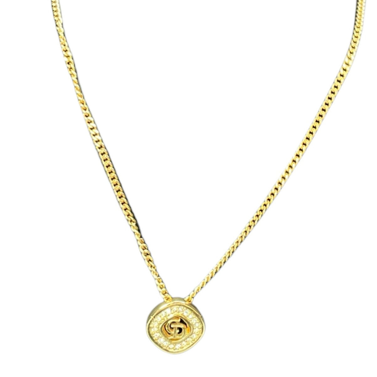 Dior Vintage CD Gold Rhinestone Necklace