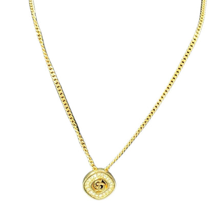 Dior Vintage CD Gold Rhinestone Necklace