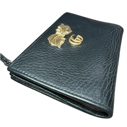 Gucci Calfskin GG Marmont Bow Flap Wallet Black
