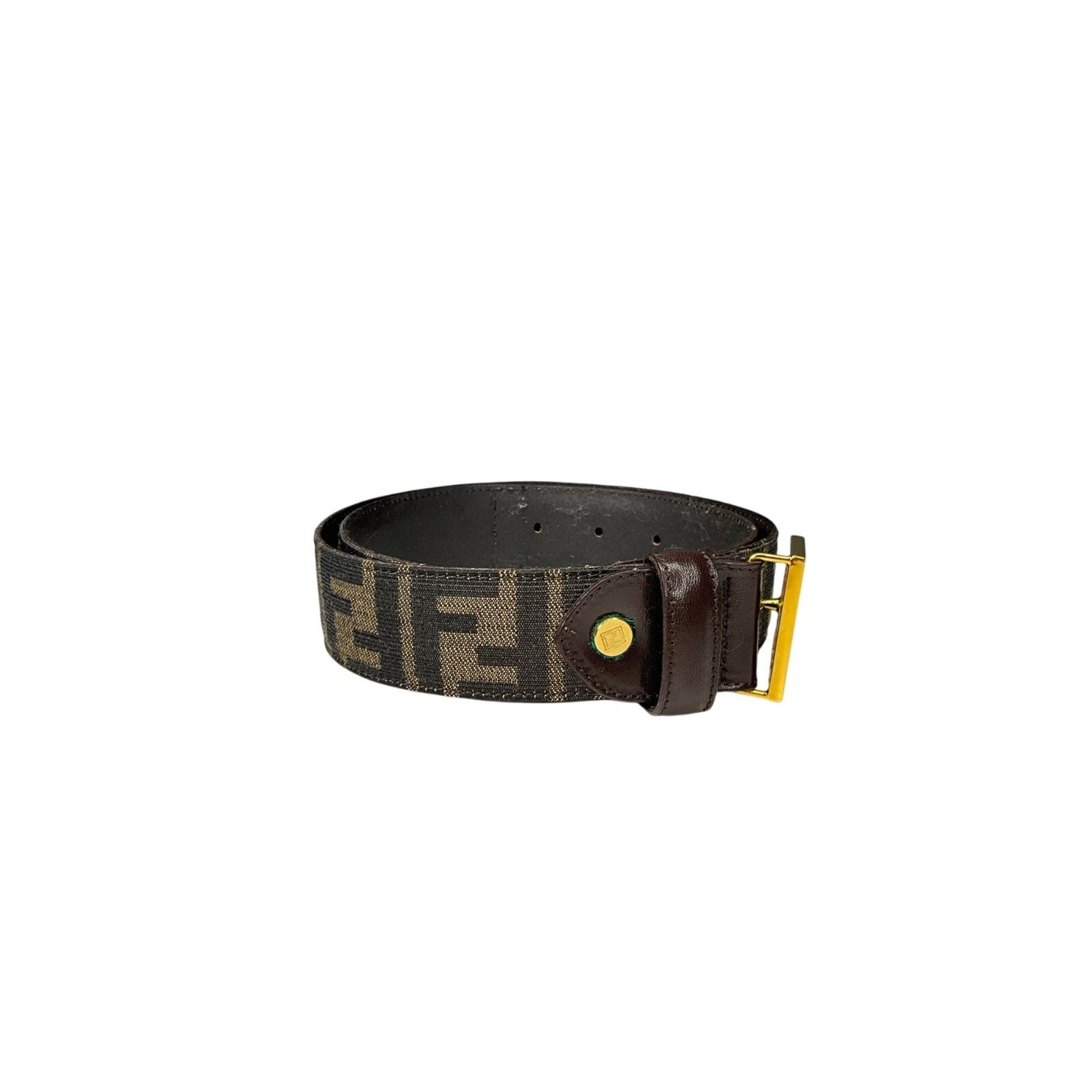 Designer belt with gold buckle on a white background