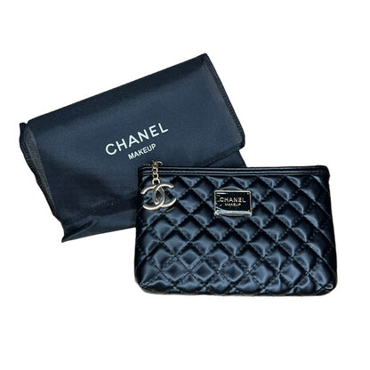 Chanel Makeup Black quilted cosmetic pouch
