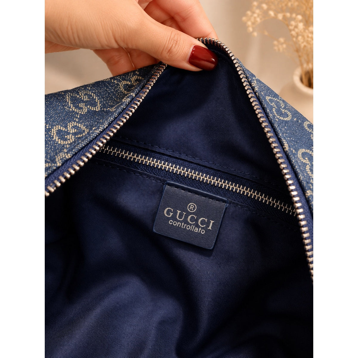 GWP Monogram Denim Boston Bag – Navy