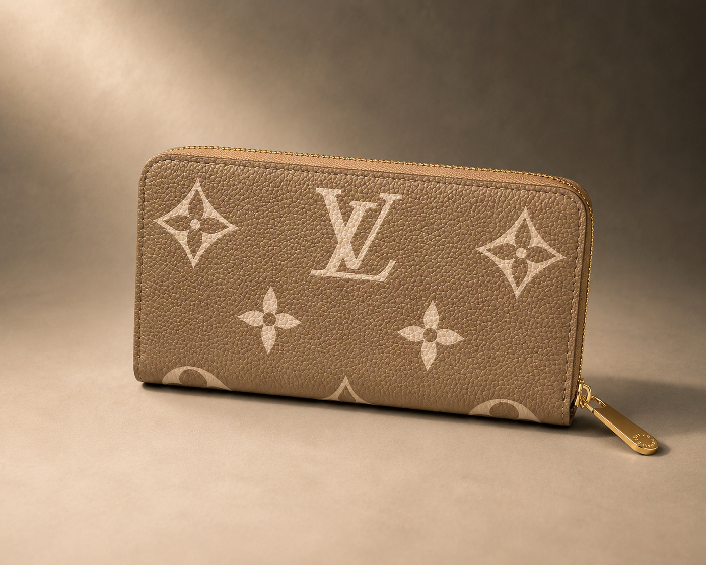 Fashion Monogram Zip Around Wallet – Beige