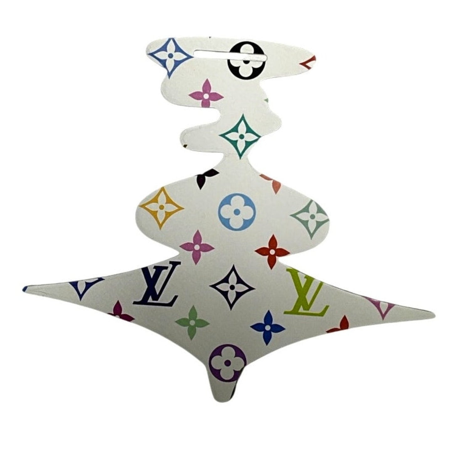 Decorative wall piece with colorful patterns on a white background