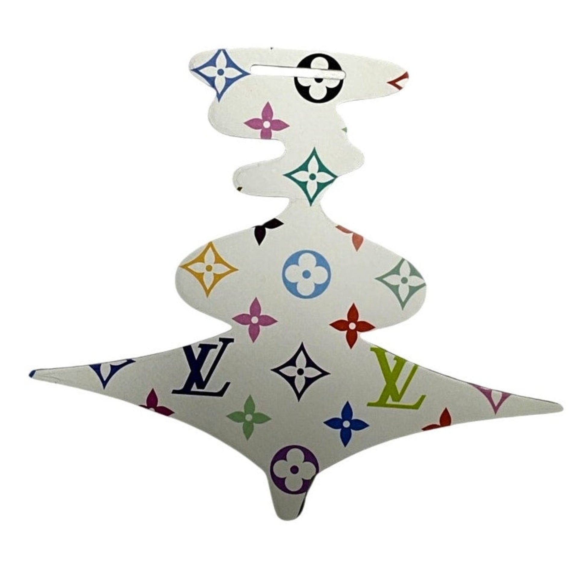 Decorative wall piece with colorful patterns on a white background