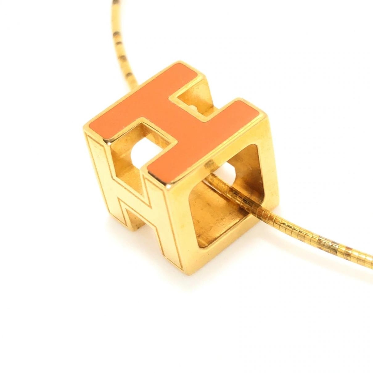 Authentic Hermès Orange & Gold Pop H Snake Chain Necklac