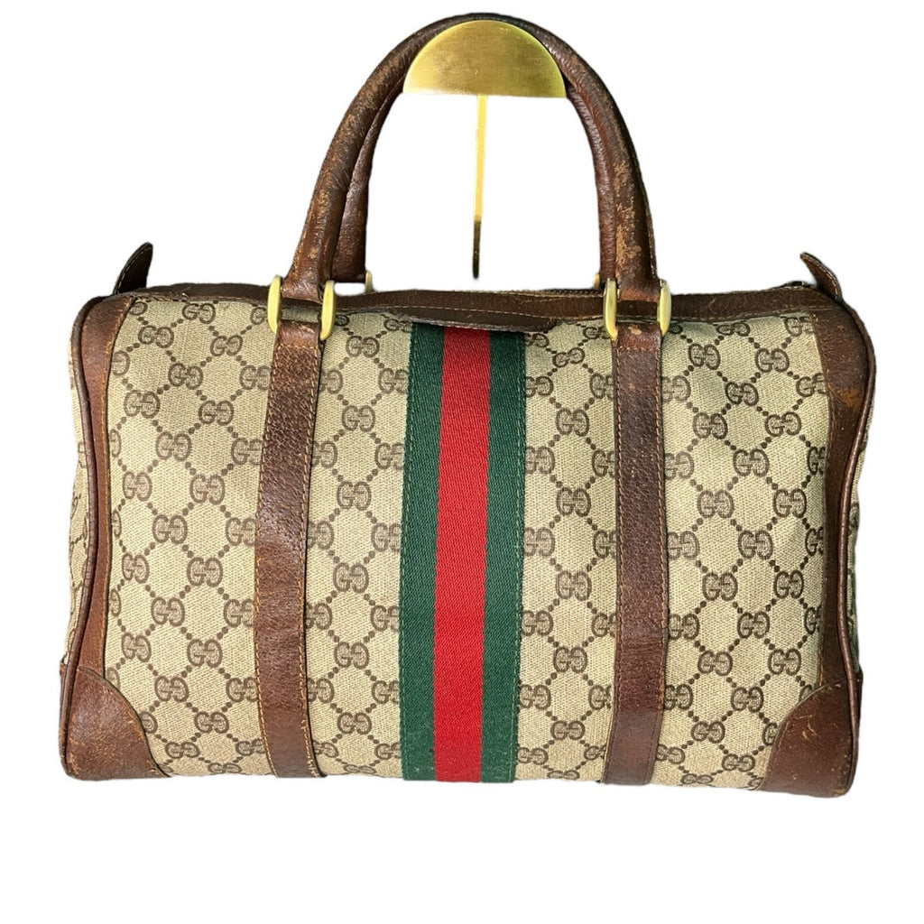 Authentic Vintage GUCCI Boston Bag Sherry Line Brown