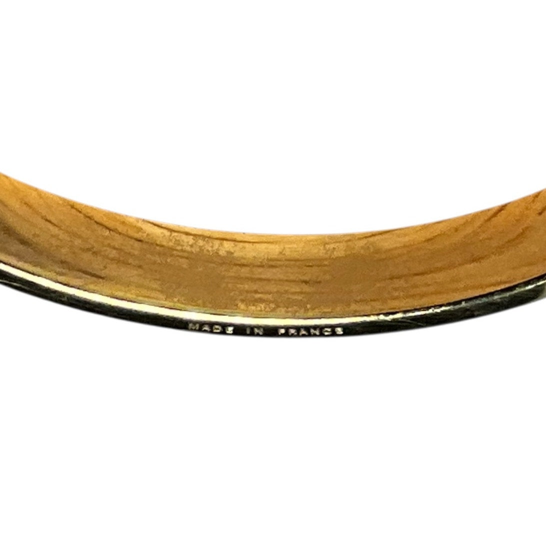 Hermes Lizard Kelly Lock Black & Gold Bangle