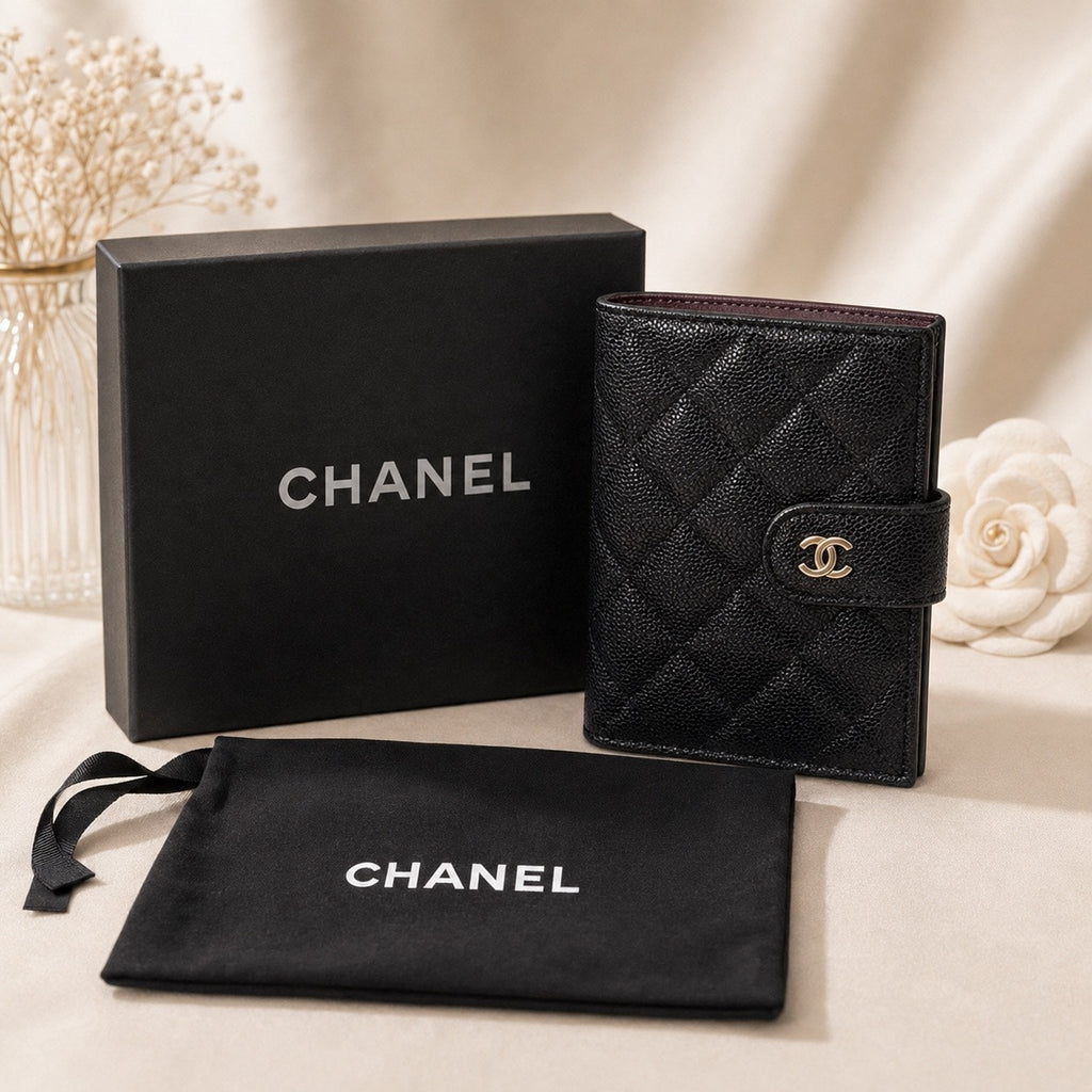 GWP Black Quilted Passport & Travel Wallet Set