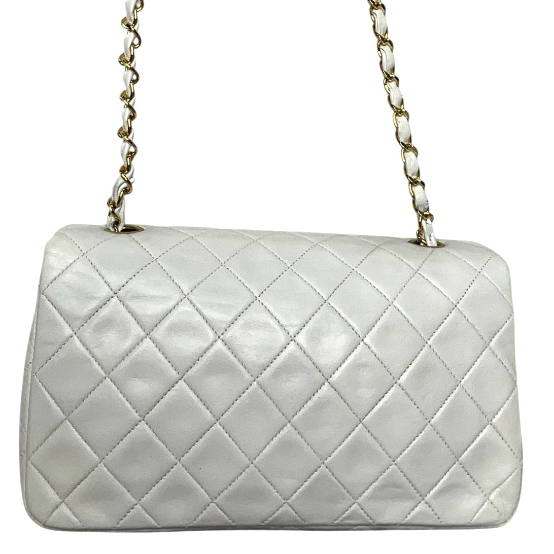 Chanel White Classic Medium Full Flap Bag