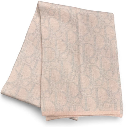 Christian Dior Pink & Gray Monogram Wool Scarf