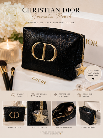 Christian Dior Sparkly Black Cosmetic Pouch – GWP Edition