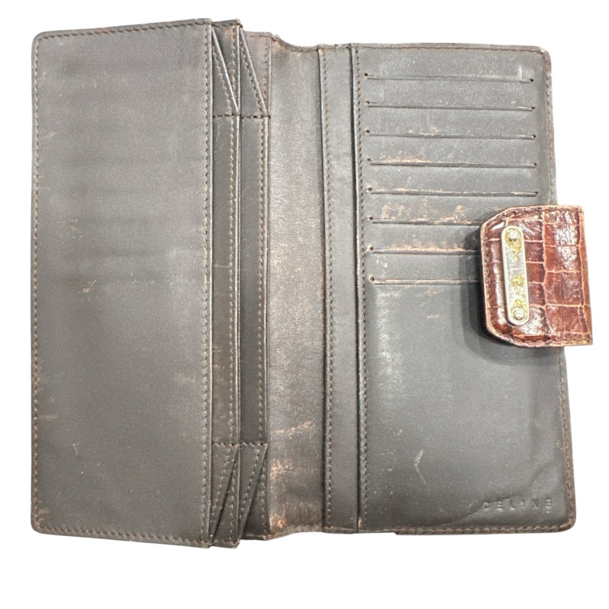 Celine Brown Macadam Gold Rhodium Wallet