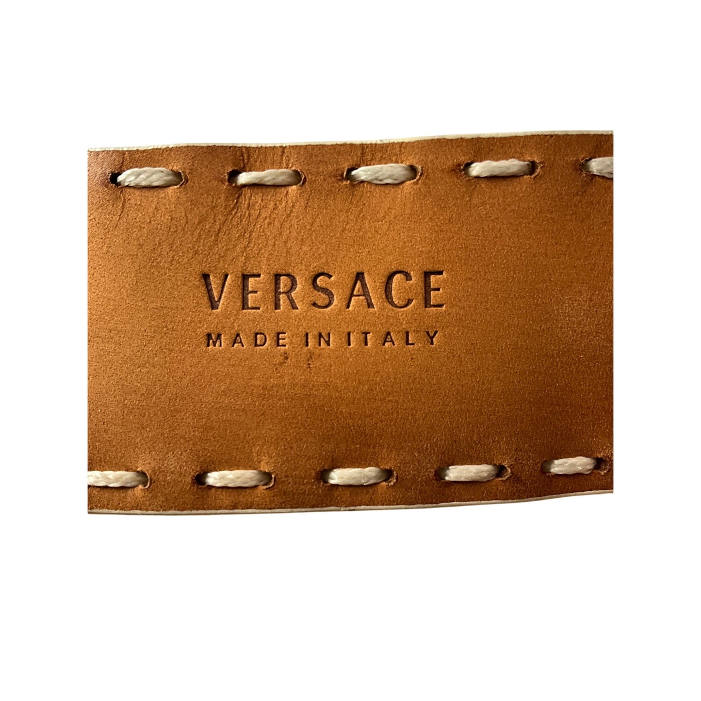 Versace White Leather Belt