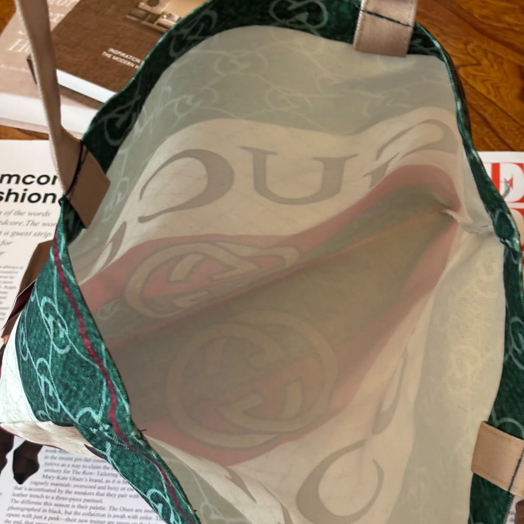 Gucci Beauty GWP Green, Red & Cream Monogram Shoulder Tote Bag