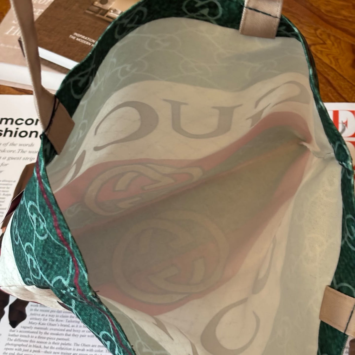 Gucci Beauty GWP Green, Red & Cream Monogram Shoulder Tote Bag