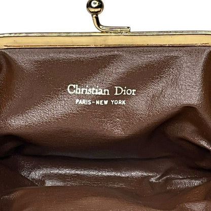 Christian Dior Red Canvas Leather Coin Purse Kiss Lock Wallet