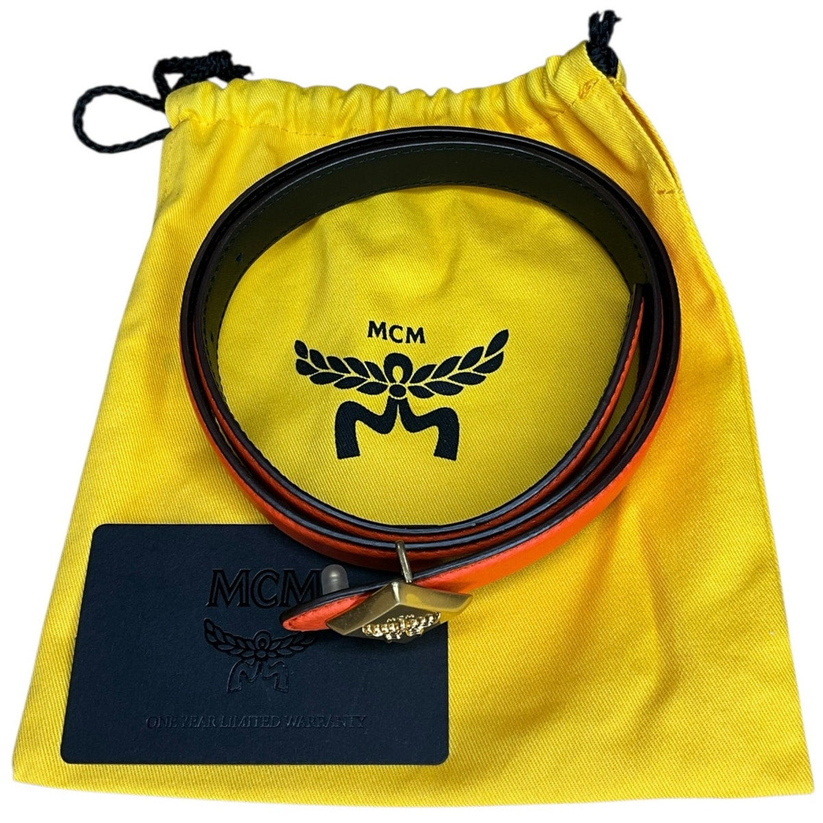 MCM Orange Reversible Diamond Belt