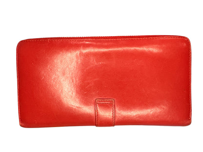 Saint Laurent Red Leather Monogram Zip Around Wallet - Clairely Amazing