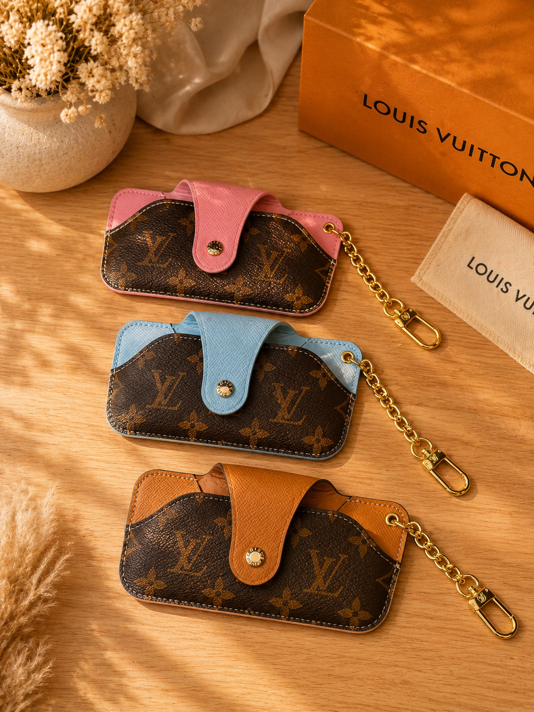 Fashion Monogram Sunglasses Case with Attached Chain