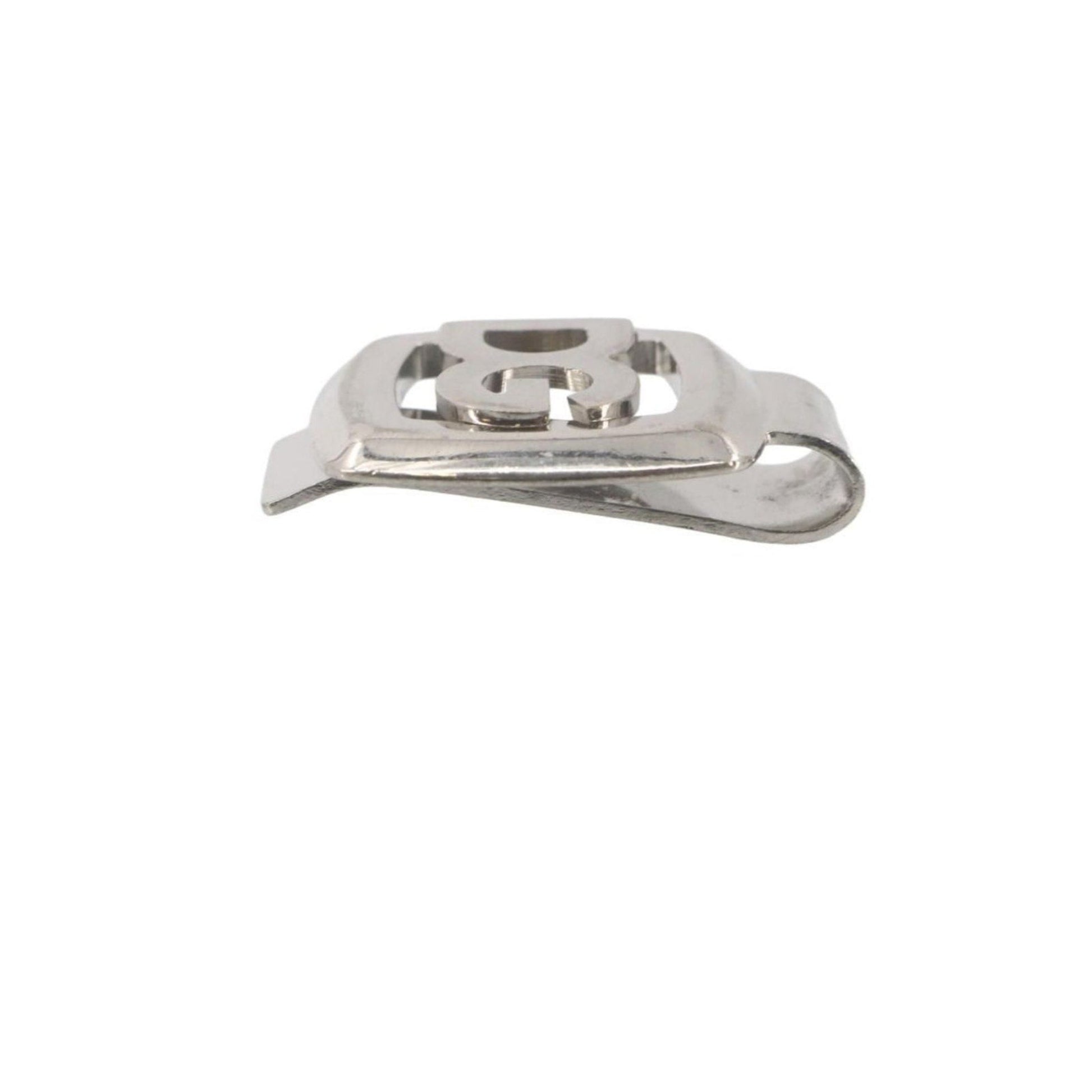 Silver money clip on a white background