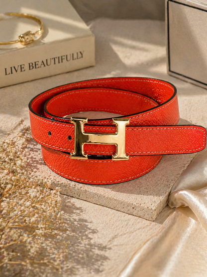 Luxe Gold Buckle Textured Fashion Belt