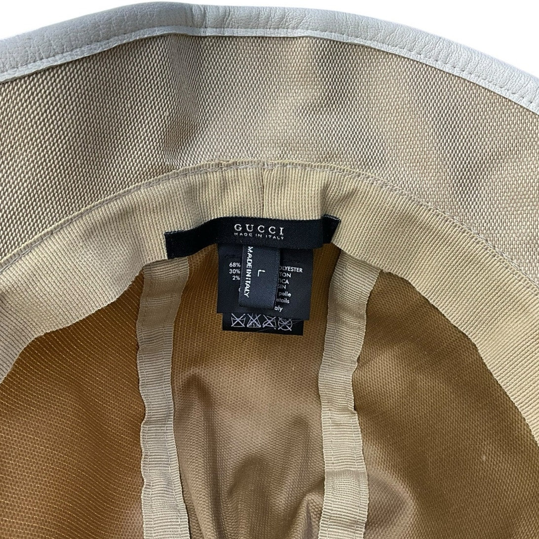 GUCCI Double G Canvas Baguette Hat Beige