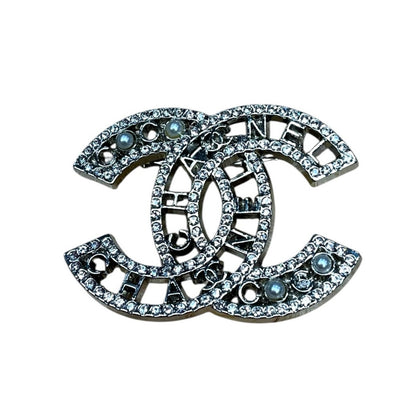 Crystal Double C Style Brooch Pin – Various Designs & Finishes