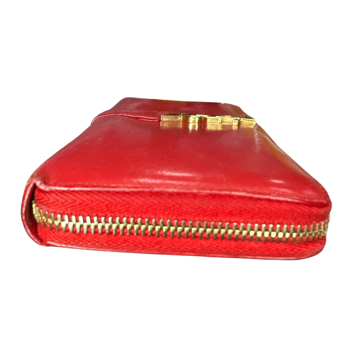 Saint Laurent Red Leather Monogram Zip Around Wallet - Clairely Amazing