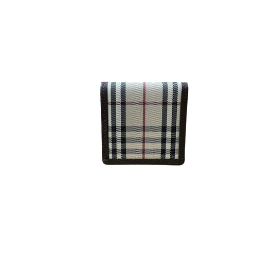 Plaid patterned wallet on a white background