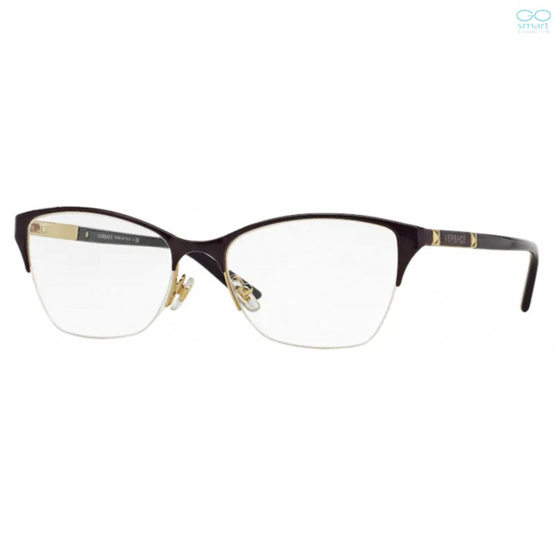 Versace Violet Gold Metal Semi-Rimless Eyeglasses 53mm