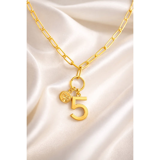 Number 5 Charm Necklace