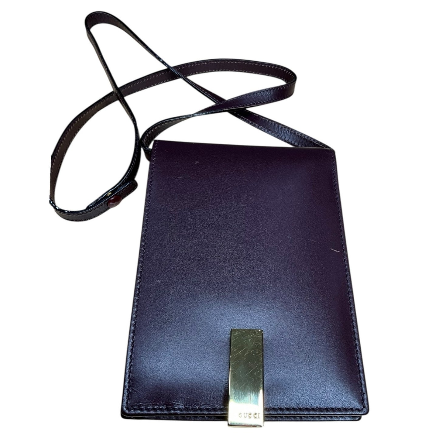 Gucci Brown Leather Wallet Shoulder Strap