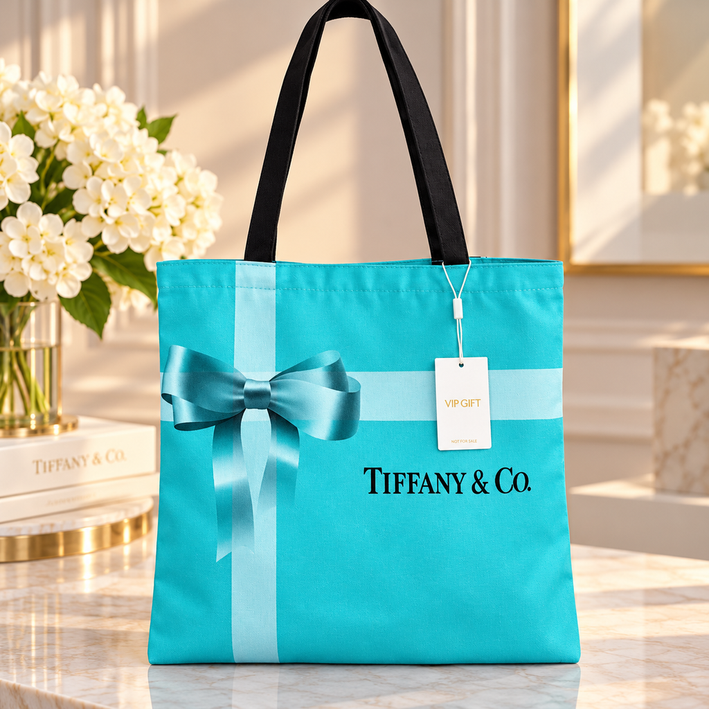 Tiffany & Co. GWP Tiffany Blue Bow Print Shoulder Tote Bag