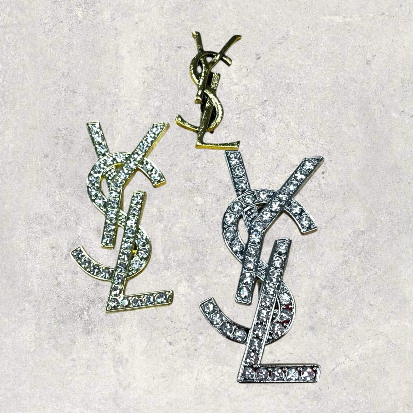 Crystal Monogram Style Brooch Pin – Gold or Silver Tone