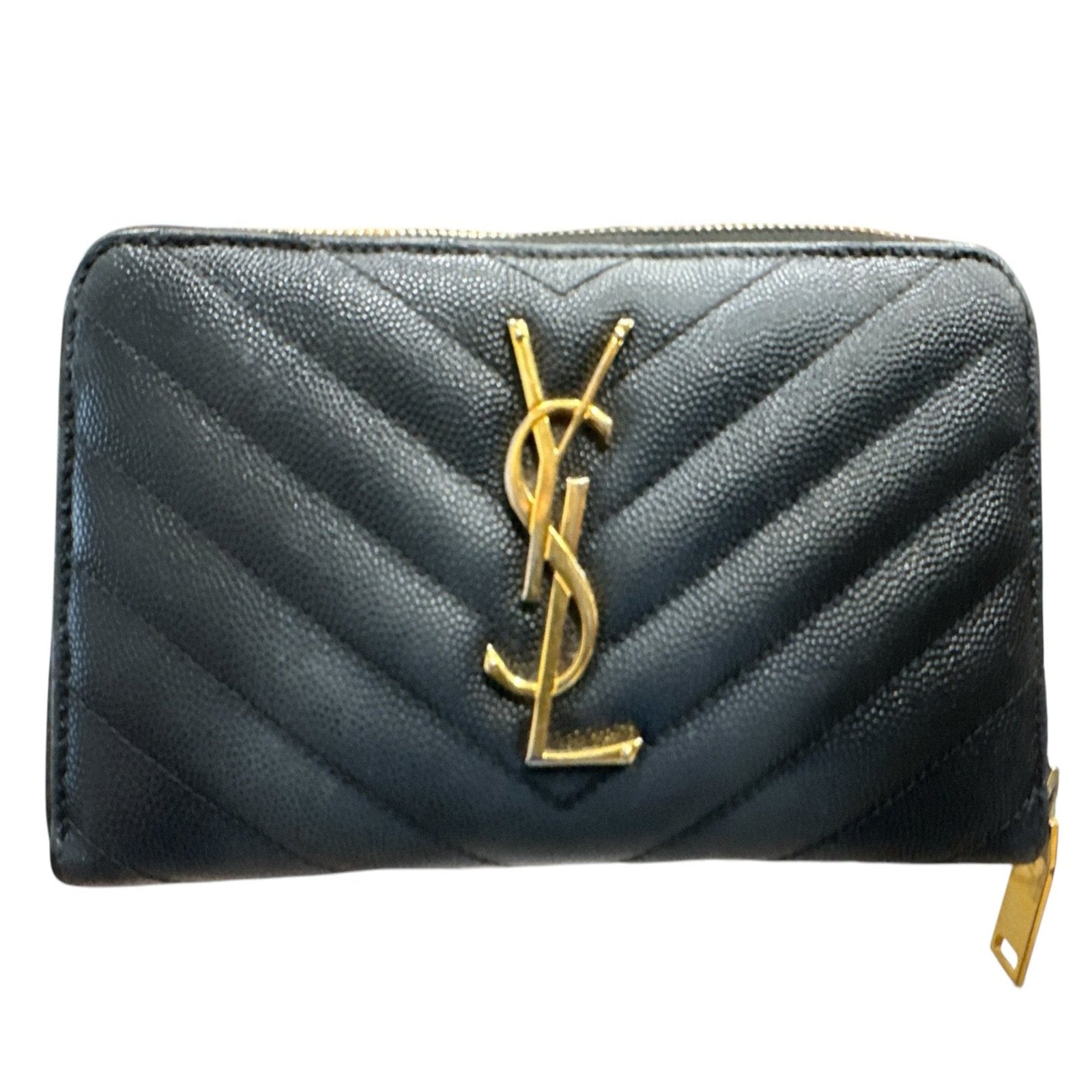YSL Cassandra Zippy Wallet Black - Clairely Amazing