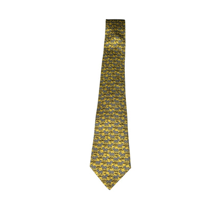 Yellow tie with black pattern on a white background