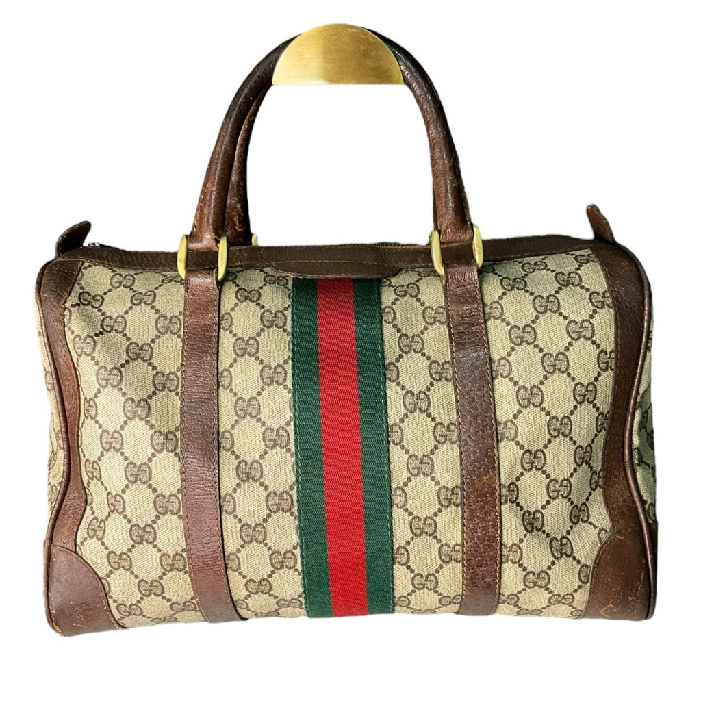 Authentic Vintage GUCCI Boston Bag Sherry Line Brown