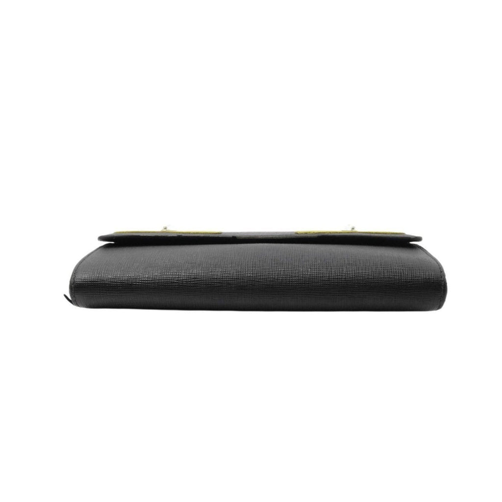 Black clutch bag on a white background