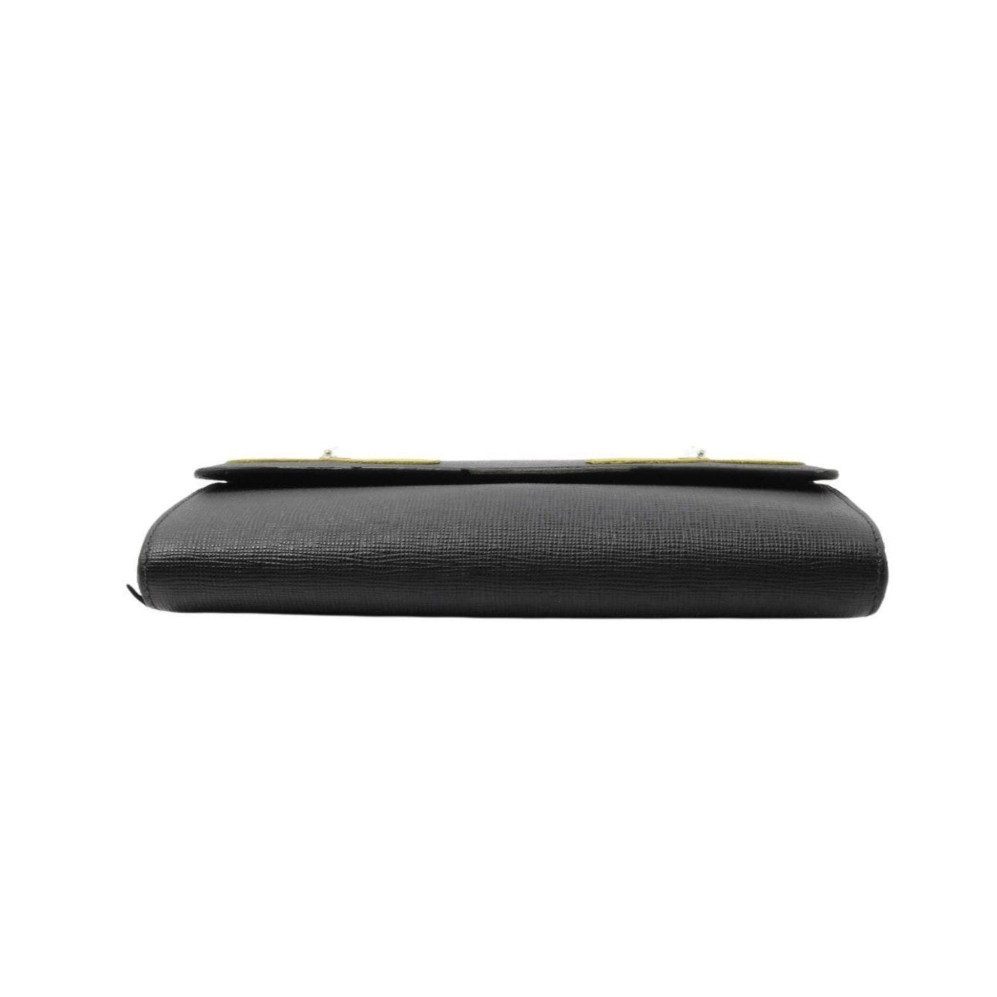 Black clutch bag on a white background