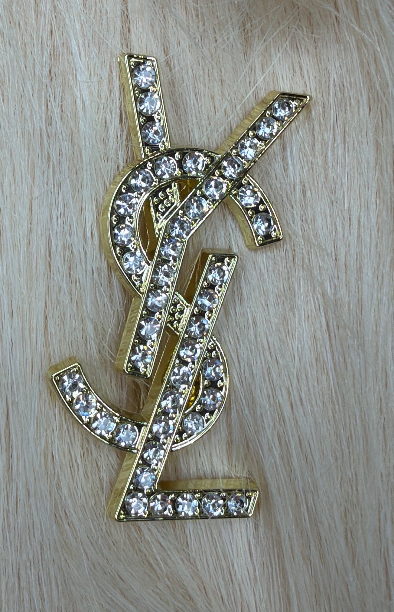 Crystal Monogram Style Brooch Pin – Gold or Silver Tone
