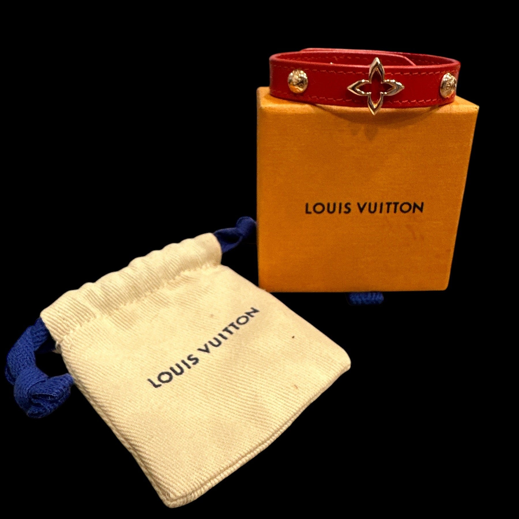 Louis Vuitton Leather Monogram Flower Bracelet - Clairely Amazing
